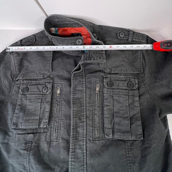 Kane & Unke Men's XXL Military Style Jacket Gray Coat Lined Cotton Blend Pockets - Picture 12 of 16